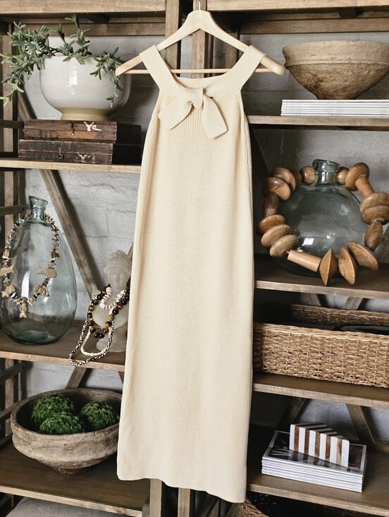 Anthropologie Dresses & Skirts - Anthropologie Sunday In Brooklyn Cream Ribknit Column Dress Size S NWT
